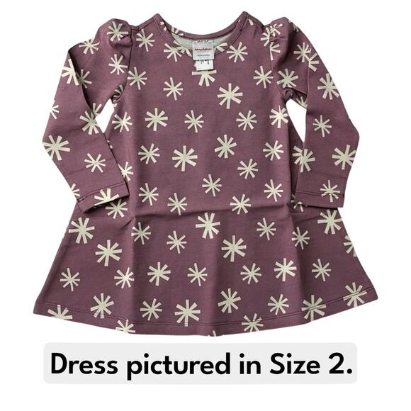 Holiday Long Sleeve Swing Dress. “Snowflakes on Orchid Haze.” Size 4. - Picture 1 of 6